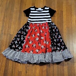 Momi Boutique Striped Dress with Cartoon Print